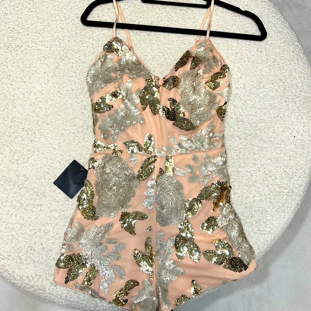 Bebe Light Pink Sequin Romper